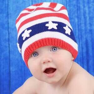NEW HUGGALUGS babies stars & stripes beanie cap in red/white/blue